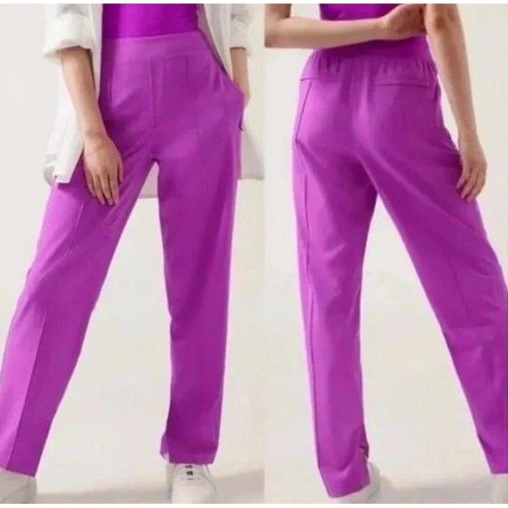 Women's Athleta Vienna Slim Pant Tapered Leg Travel Trousers Sz‎ 4 Zip Pockets